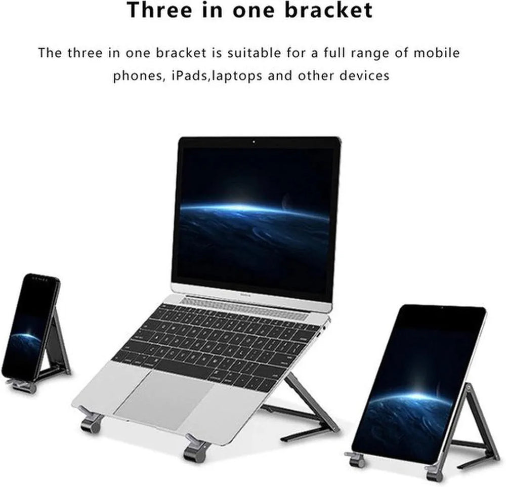 Laptopstandaard bureau – Verstelbaar & opvouwbaar – Laptop verhoger voor thuiswerken – Geschikt voor laptop/tablet/smartphone – Zilver-Notebookstandaard-Ilumina Benelux