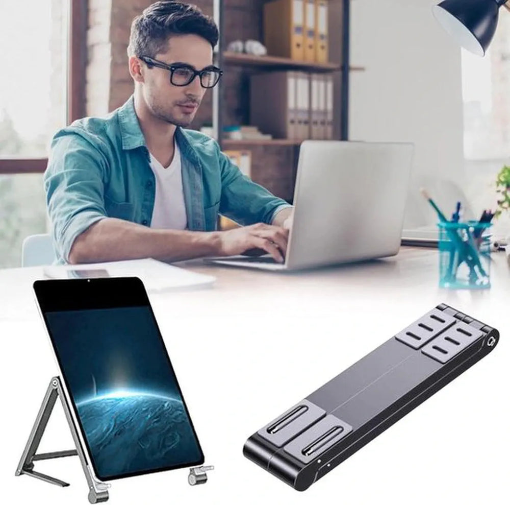 Laptopstandaard bureau – Verstelbaar & opvouwbaar – Laptop verhoger voor thuiswerken – Geschikt voor laptop/tablet/smartphone – Zilver-Notebookstandaard-Ilumina Benelux