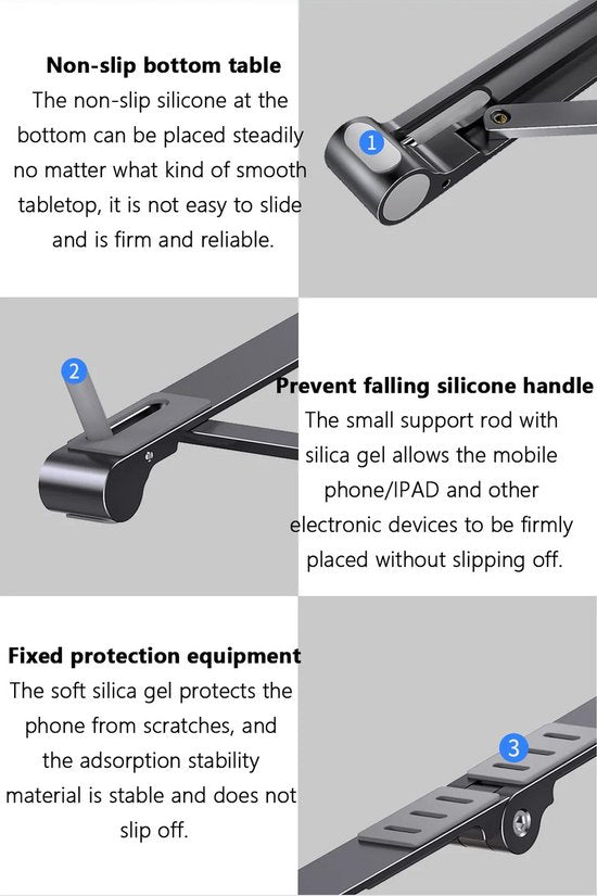 Laptopstandaard bureau – Verstelbaar & opvouwbaar – Laptop verhoger voor thuiswerken – Geschikt voor laptop/tablet/smartphone – Zilver-Notebookstandaard-Ilumina Benelux
