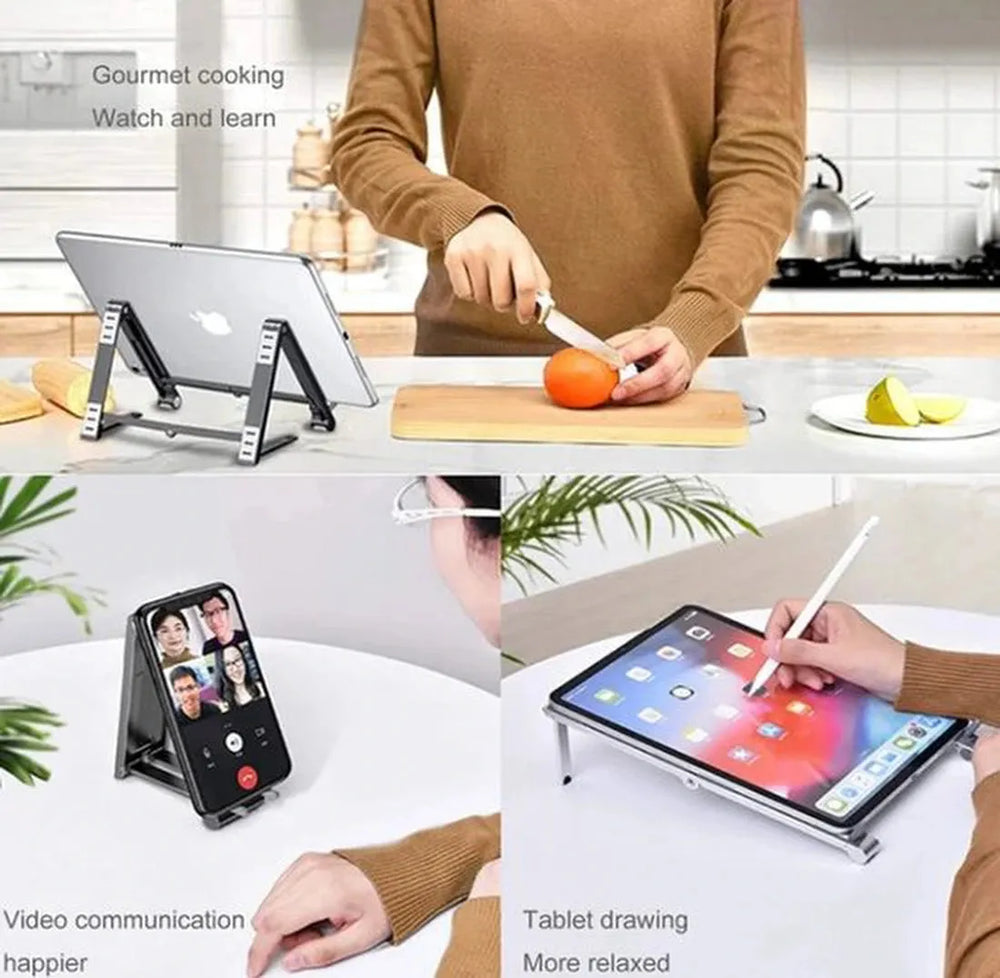 Laptopstandaard bureau – Verstelbaar & opvouwbaar – Laptop verhoger voor thuiswerken – Geschikt voor laptop/tablet/smartphone – Zilver-Notebookstandaard-Ilumina Benelux