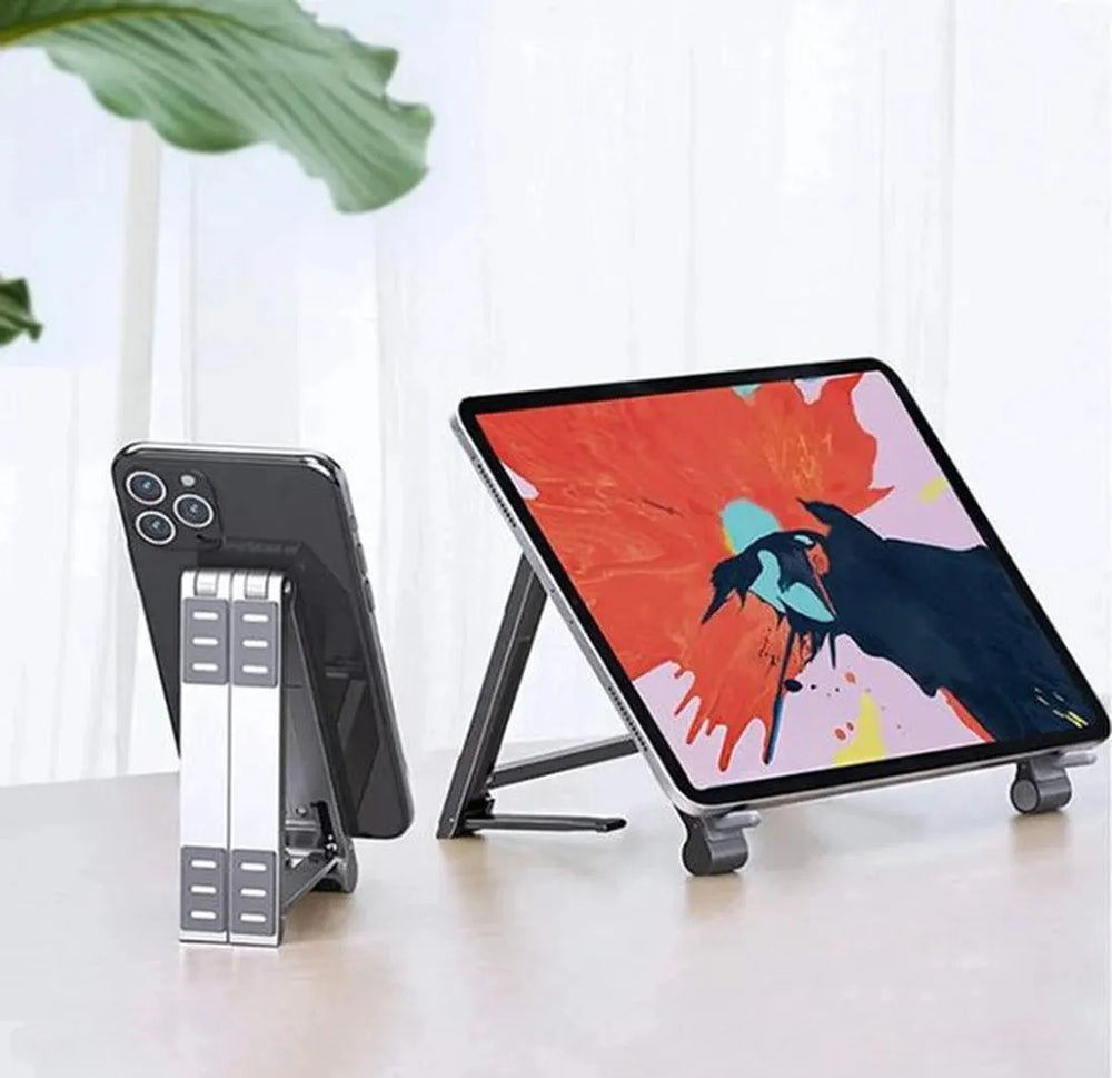 Laptopstandaard bureau – Verstelbaar & opvouwbaar – Laptop verhoger voor thuiswerken – Geschikt voor laptop/tablet/smartphone – Zilver-Notebookstandaard-Ilumina Benelux