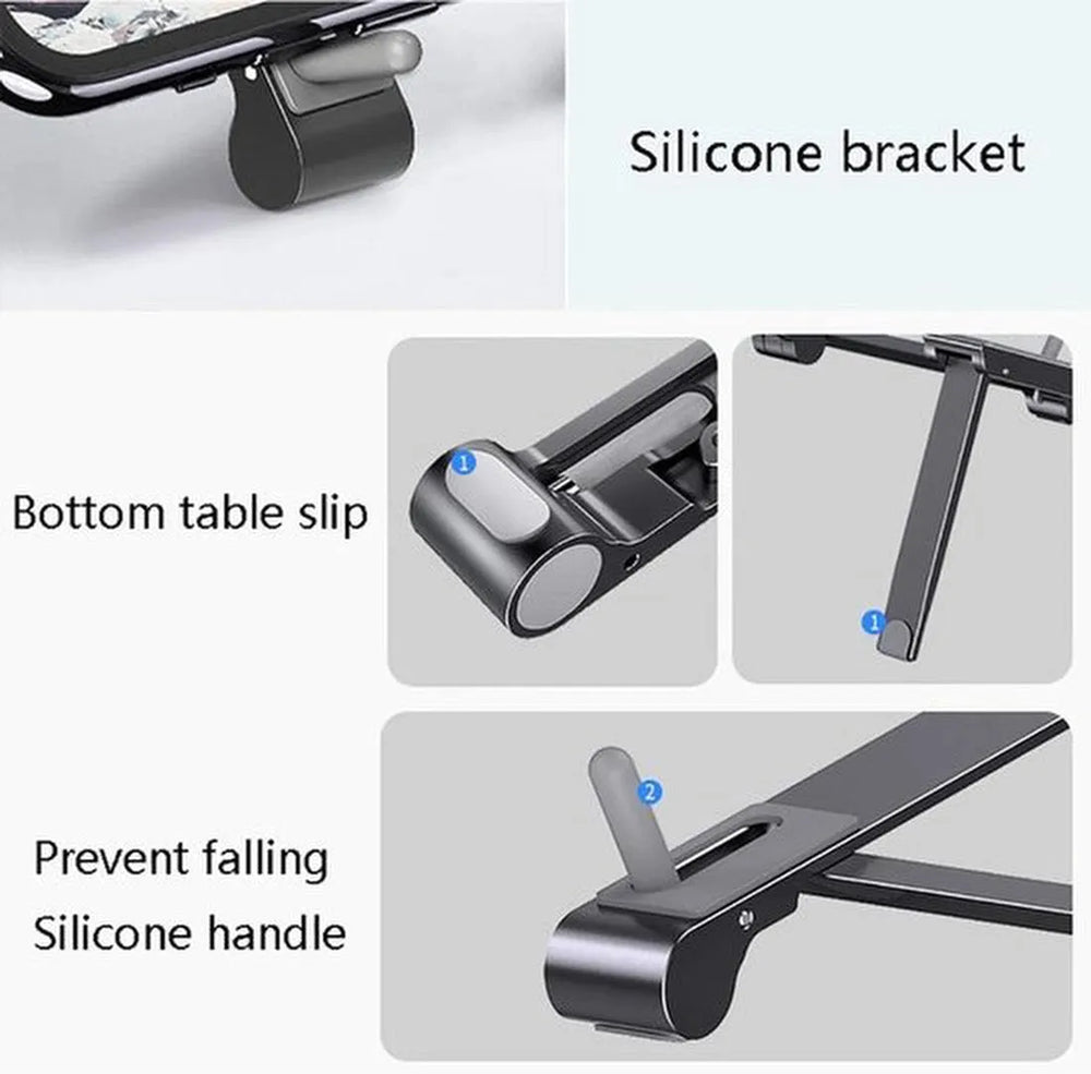 Laptopstandaard bureau – Verstelbaar & opvouwbaar – Laptop verhoger voor thuiswerken – Geschikt voor laptop/tablet/smartphone – Zilver-Notebookstandaard-Ilumina Benelux