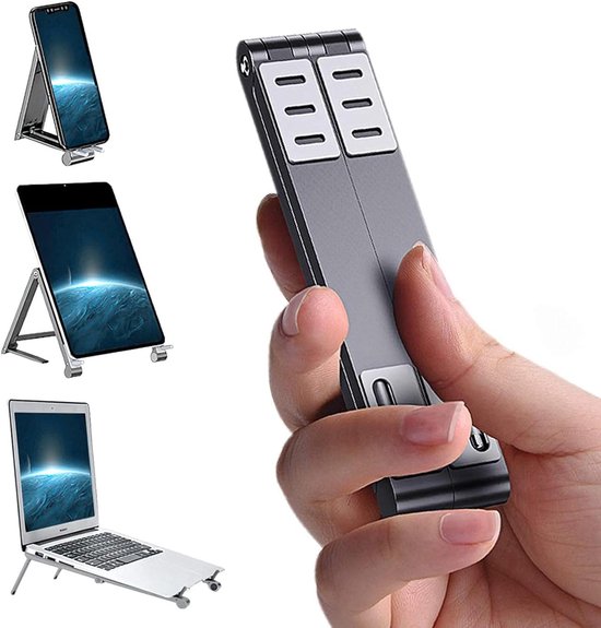 Laptopstandaard bureau – Verstelbaar & opvouwbaar – Laptop verhoger voor thuiswerken – Geschikt voor laptop/tablet/smartphone – Zilver-Notebookstandaard-Ilumina Benelux