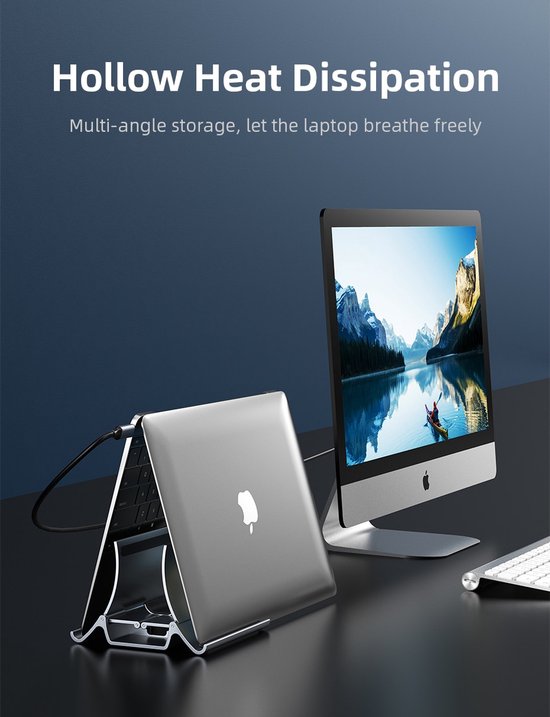 Laptopstandaard bureau – Verstelbare laptoptafel – Geschikt voor laptop & tablet – Telefoonhouder – Antislip – Zwart-Notebookstandaard-Ilumina Benelux