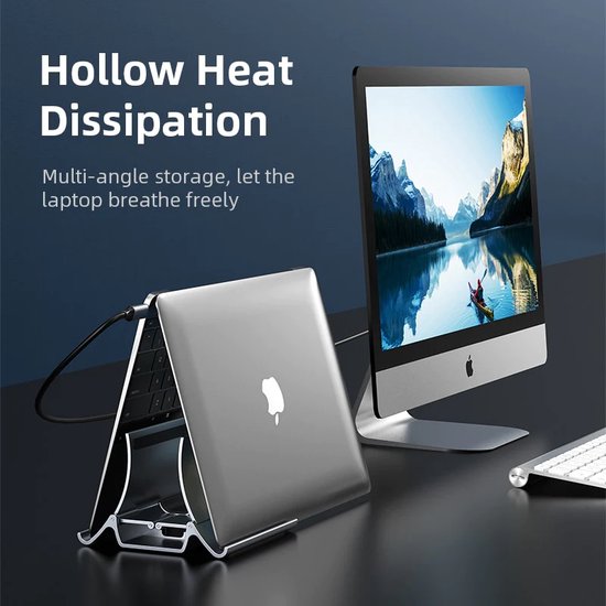 Laptopstandaard bureau – Verstelbare laptoptafel – Geschikt voor laptop & tablet – Telefoonhouder – Antislip – Zwart-Notebookstandaard-Ilumina Benelux