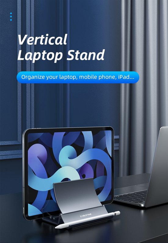 Laptopstandaard bureau – Verstelbare laptoptafel – Geschikt voor laptop & tablet – Telefoonhouder – Antislip – Zwart-Notebookstandaard-Ilumina Benelux