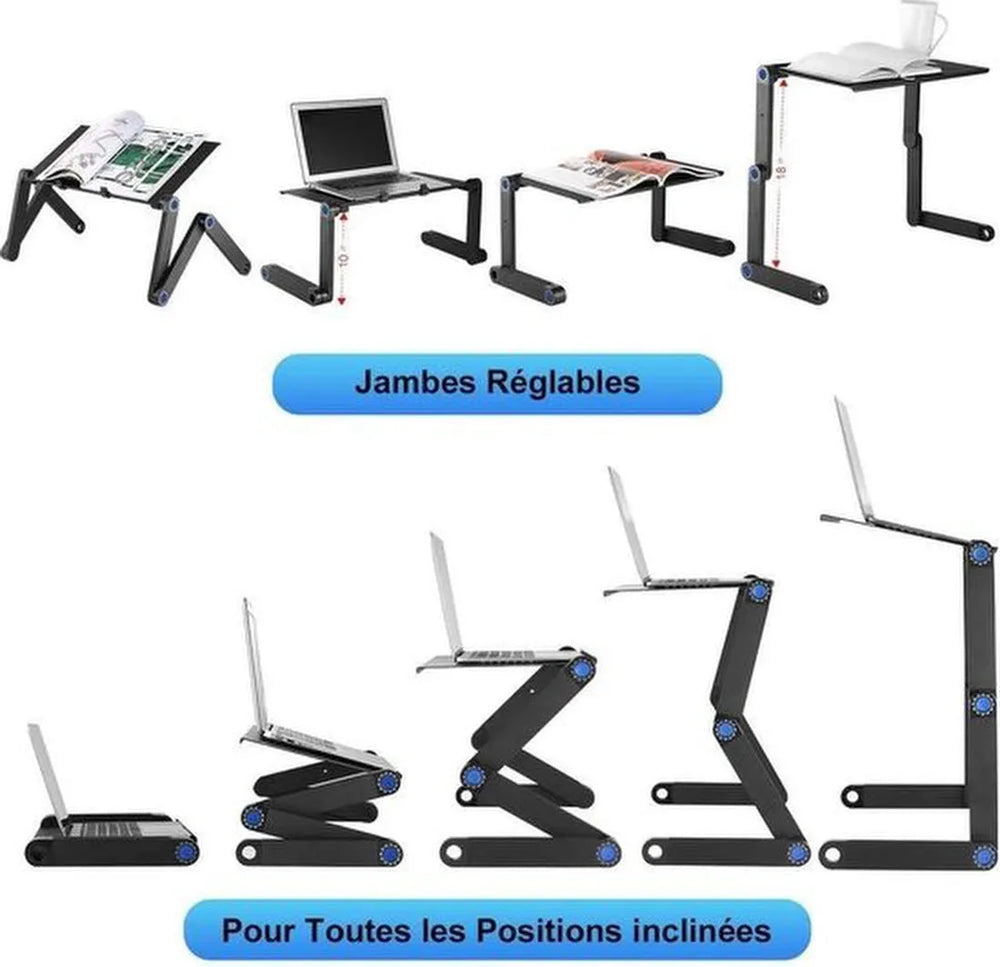 Laptopstandaard voor bed – Opvouwbare bedtafel – 360° verstelbaar – Afneembaar & draagbaar – Zwart-Notebookstandaard-Ilumina Benelux