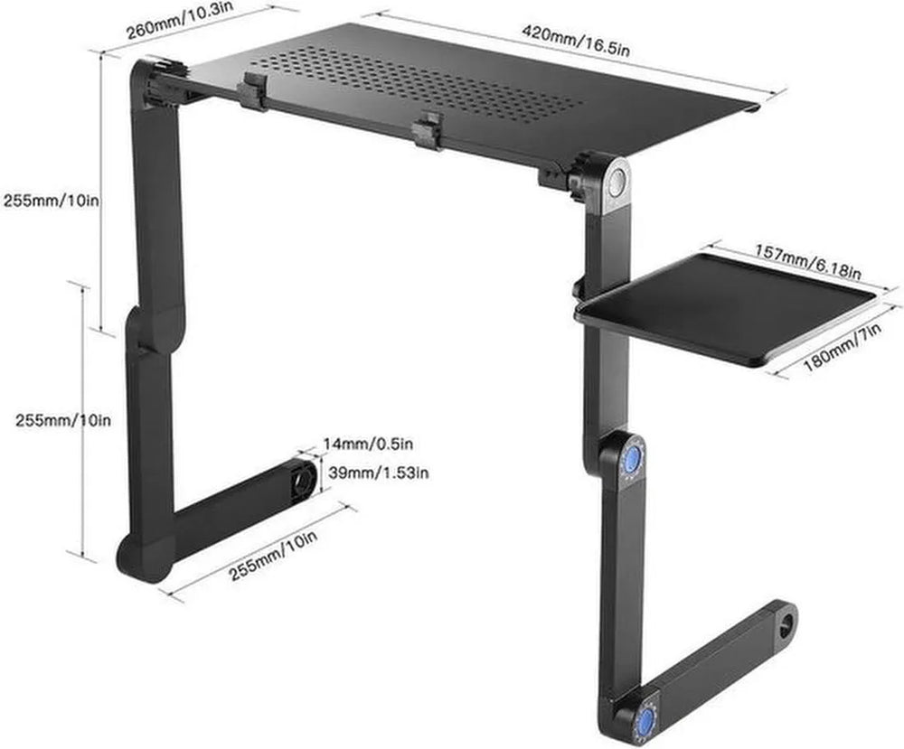 Laptopstandaard voor bed – Opvouwbare bedtafel – 360° verstelbaar – Afneembaar & draagbaar – Zwart-Notebookstandaard-Ilumina Benelux