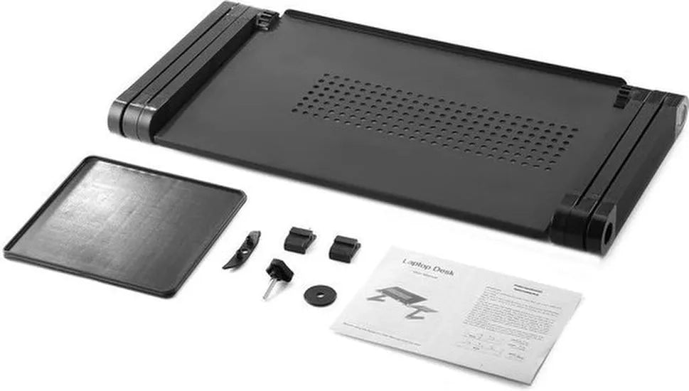 Laptopstandaard voor bed – Opvouwbare bedtafel – 360° verstelbaar – Afneembaar & draagbaar – Zwart-Notebookstandaard-Ilumina Benelux