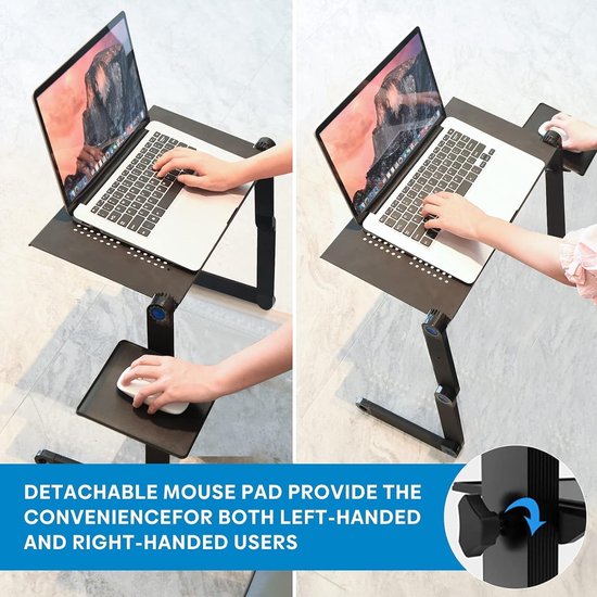 Laptopstandaard voor bed – Opvouwbare bedtafel – 360° verstelbaar – Afneembaar & draagbaar – Zwart-Notebookstandaard-Ilumina Benelux