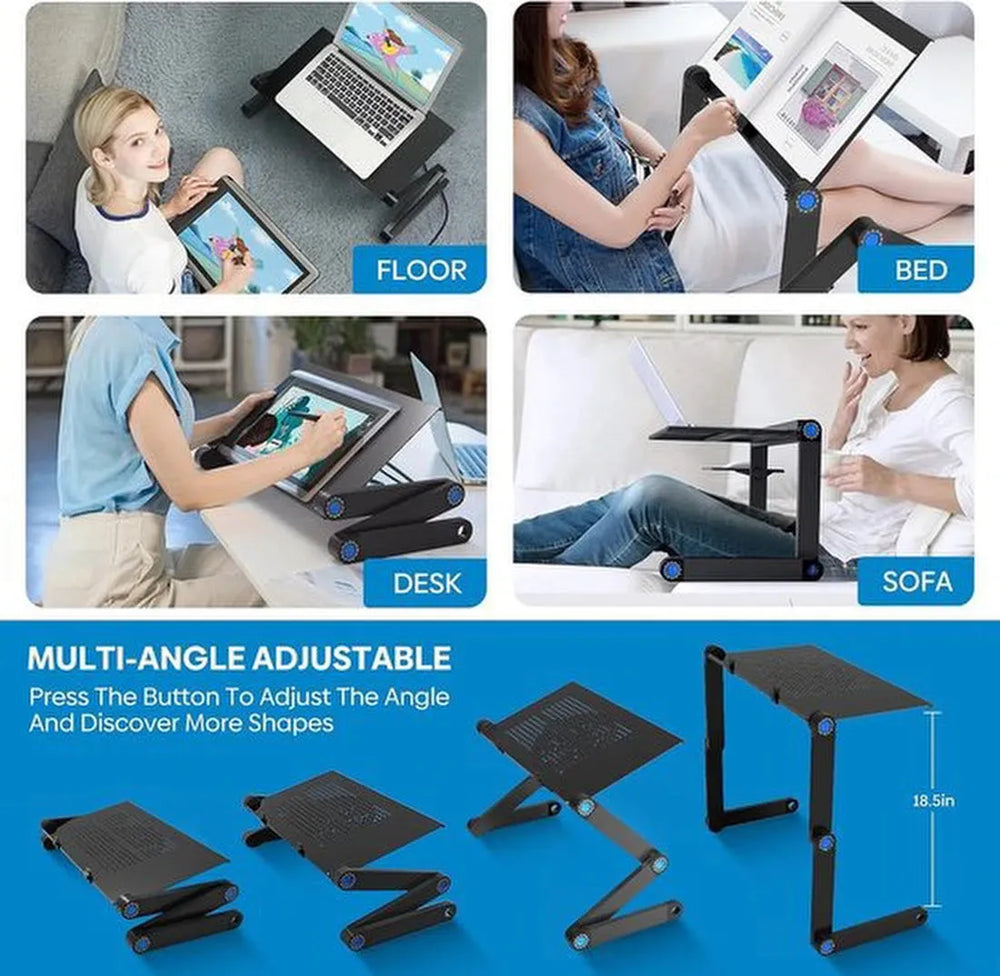 Laptopstandaard voor bed – Opvouwbare bedtafel – 360° verstelbaar – Afneembaar & draagbaar – Zwart-Notebookstandaard-Ilumina Benelux