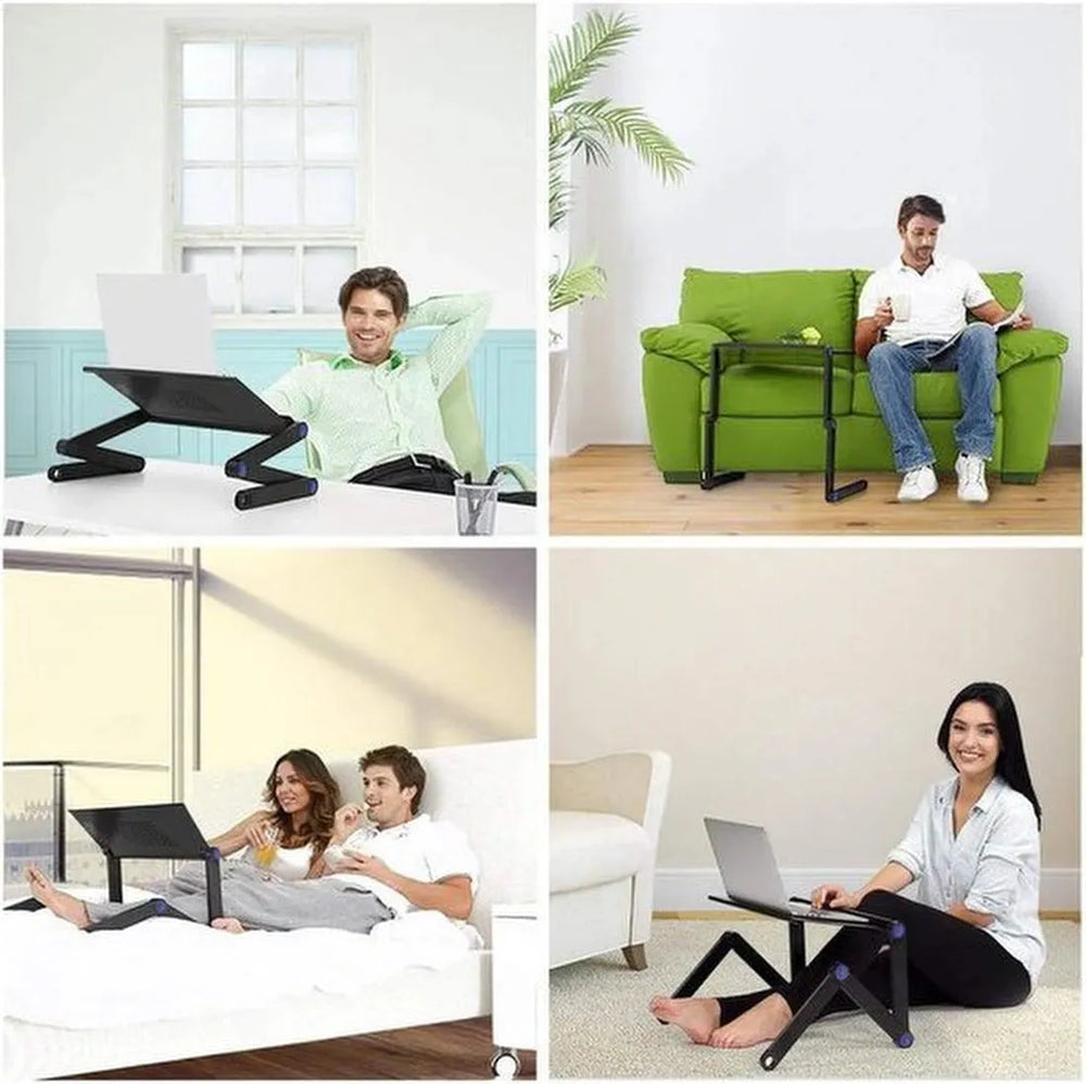 Laptopstandaard voor bed – Opvouwbare bedtafel – 360° verstelbaar – Afneembaar & draagbaar – Zwart-Notebookstandaard-Ilumina Benelux