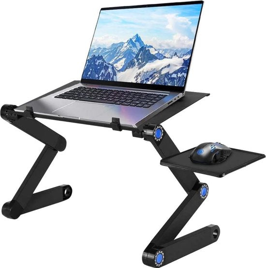 Laptopstandaard voor bed – Opvouwbare bedtafel – 360° verstelbaar – Afneembaar & draagbaar – Zwart-Notebookstandaard-Ilumina Benelux