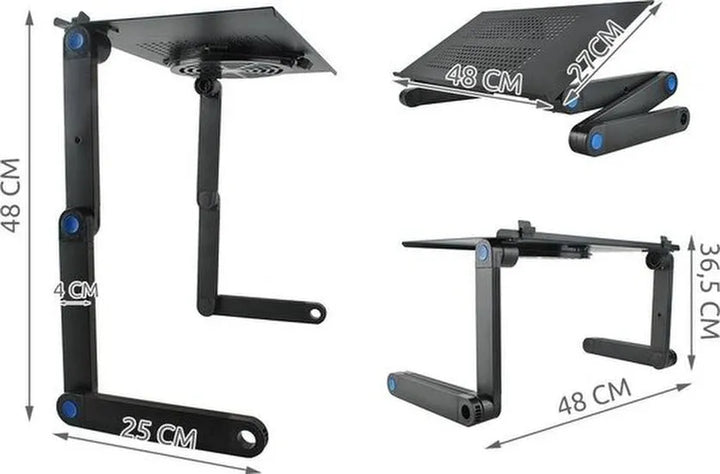 Laptoptafel – Met Muismat – Verstelbare Laptop Verhoger – Schoottafel voor Bed & Bank – Universeel – Zwart-Notebookstandaard-Ilumina Benelux
