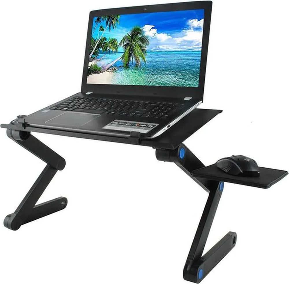 Laptoptafel – Met Muismat – Verstelbare Laptop Verhoger – Schoottafel voor Bed & Bank – Universeel – Zwart-Notebookstandaard-Ilumina Benelux