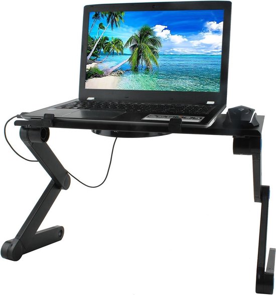 Laptoptafel – Met Muismat – Verstelbare Laptop Verhoger – Schoottafel voor Bed & Bank – Universeel – Zwart-Notebookstandaard-Ilumina Benelux