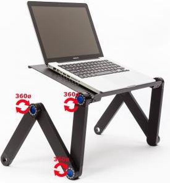 Laptoptafel Verstelbaar – Ergonomische Notebook Stand – Geschikt voor MacBook – Bed & Bank – Zwart-Notebookstandaard-Ilumina Benelux