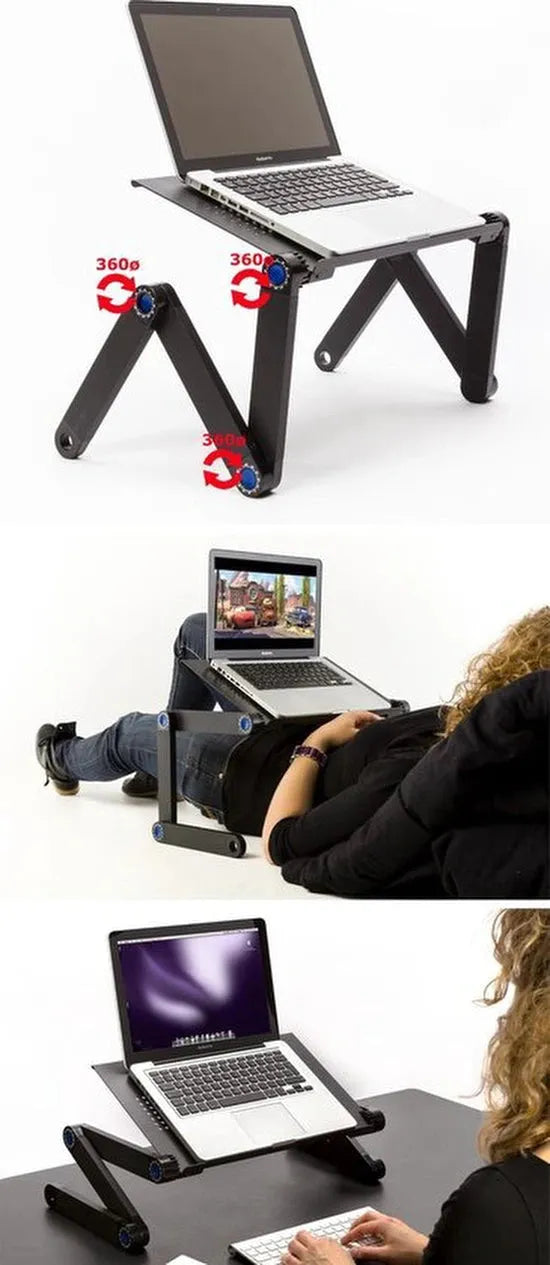 Laptoptafel Verstelbaar – Ergonomische Notebook Stand – Geschikt voor MacBook – Bed & Bank – Zwart-Notebookstandaard-Ilumina Benelux