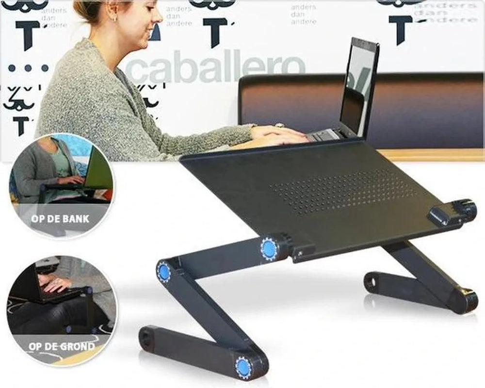 Laptoptafel Verstelbaar – Ergonomische Notebook Stand – Geschikt voor MacBook – Bed & Bank – Zwart-Notebookstandaard-Ilumina Benelux