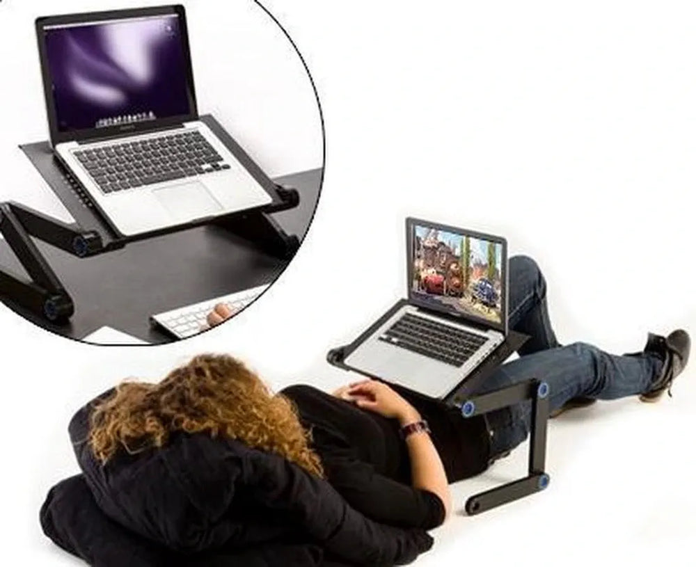 Laptoptafel Verstelbaar – Ergonomische Notebook Stand – Geschikt voor MacBook – Bed & Bank – Zwart-Notebookstandaard-Ilumina Benelux