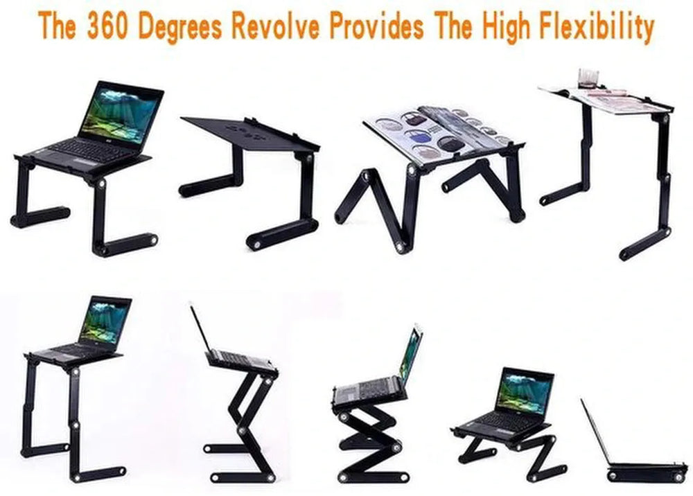 Laptoptafel met ventilatoren – Verstelbare laptopstandaard – Koelstand met ventilatie – Met muismat – Zwart-Notebookstandaard-Ilumina Benelux