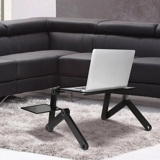 Laptoptafel met ventilatoren – Verstelbare laptopstandaard – Koelstand met ventilatie – Met muismat – Zwart-Notebookstandaard-Ilumina Benelux