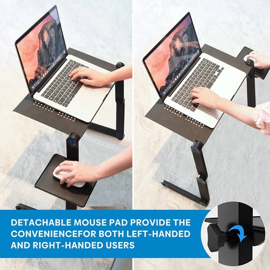 Laptoptafel met ventilatoren – Verstelbare laptopstandaard – Koelstand met ventilatie – Met muismat – Zwart-Notebookstandaard-Ilumina Benelux