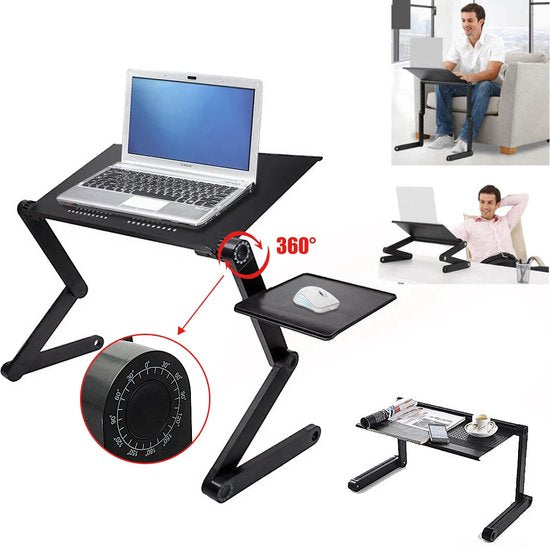 Laptoptafel verstelbaar – Laptopstandaard bedtafel – Met muismat – Voor 11-17 inch laptops – Zwart-Notebookstandaard-Ilumina Benelux