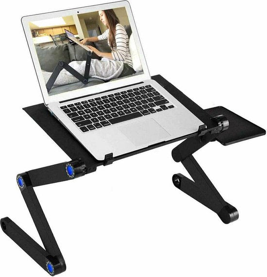 Laptoptafel verstelbaar – Laptopstandaard bedtafel – Met muismat – Voor 11-17 inch laptops – Zwart-Notebookstandaard-Ilumina Benelux