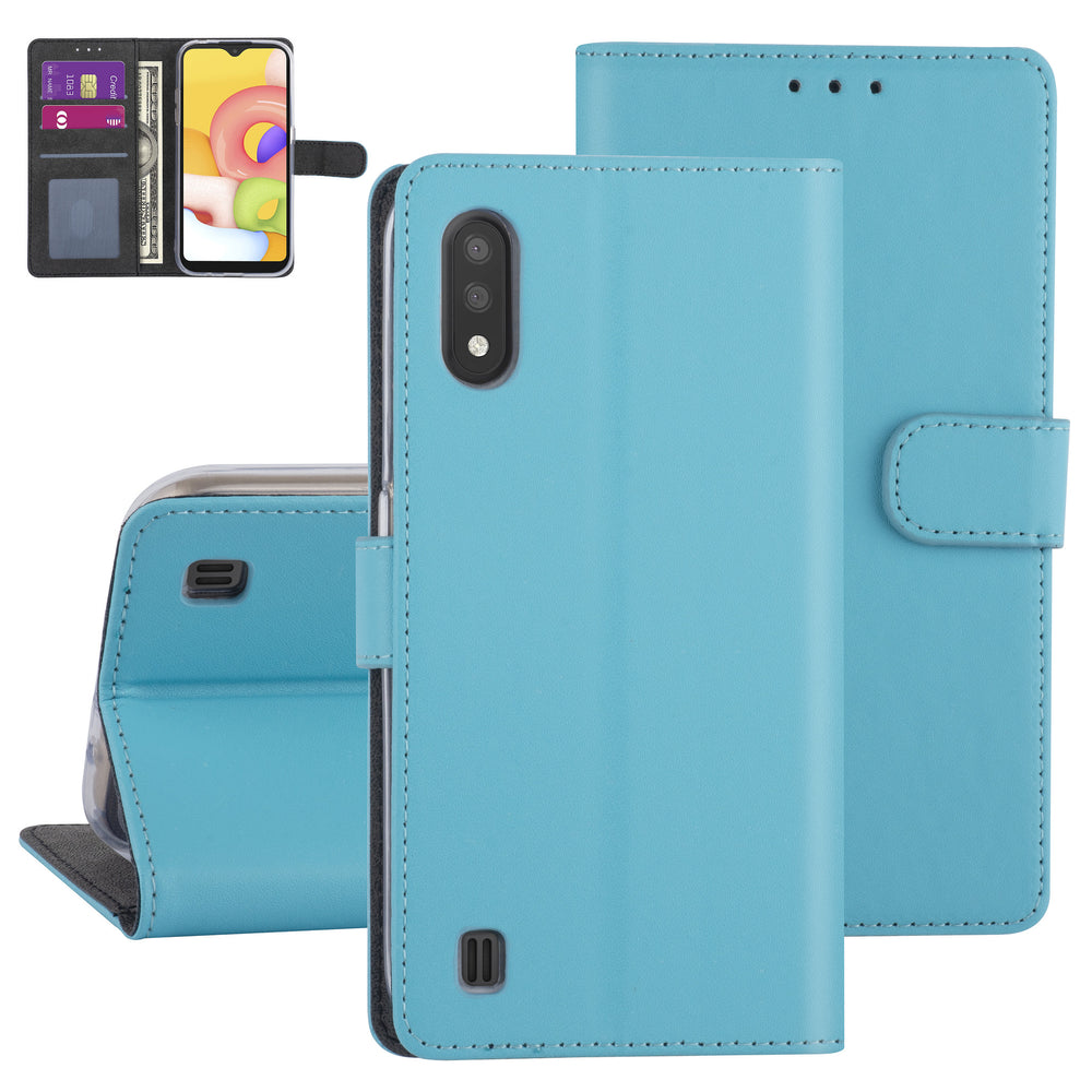 LichtBlauw hoesje Samsung Galaxy A01 - Book Case - Kaarthouder (A015F)-Hoesjes-Ilumina Benelux