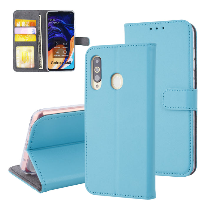 LichtBlauw hoesje Samsung Galaxy A60 - Book Case - Pasjeshouder - Magneetsluiting (A606F)-Hoesjes-Ilumina Benelux