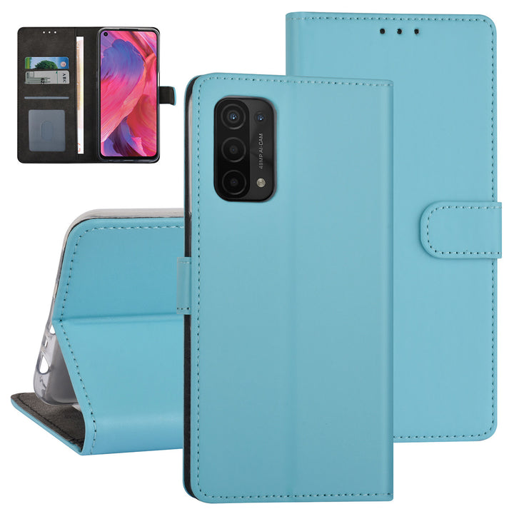 LichtBlauw hoesje voor Oppo A54 5G & Oppo A74 5G - Book Case - Pasjeshouder - Magneetsluiting-Hoesjes-Ilumina Benelux