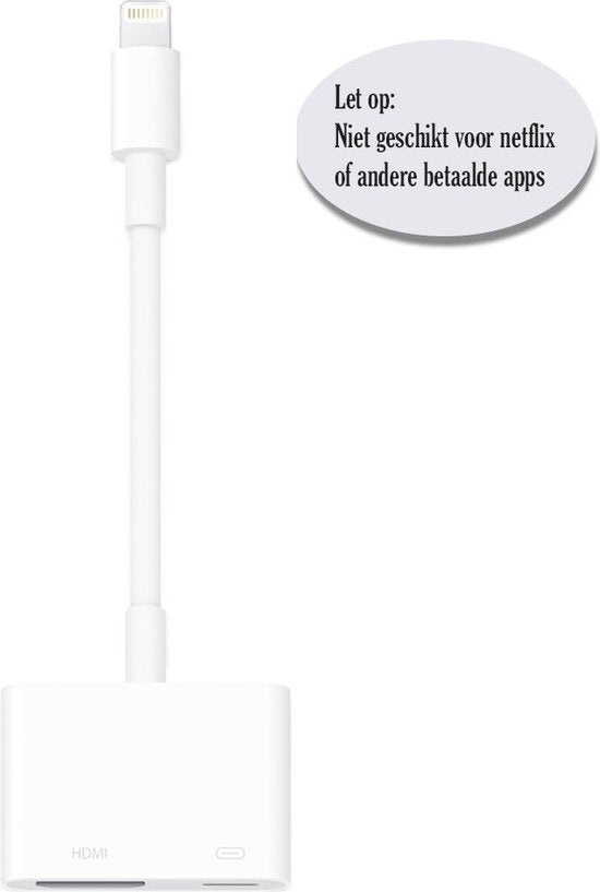 Lightning Digital AV Adapter – HDMI naar Lightning – Geschikt voor iPhone/iPad – Full HD 1080p – Wit-Ilumina Benelux