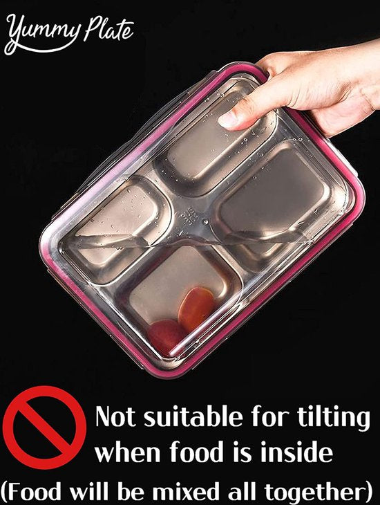 Lunchbox Meal Prep – Bento Box 4 Compartimenten – Met Deksel – Lekvrij – Herbruikbaar – Zwart-Lunchbox-Ilumina Benelux