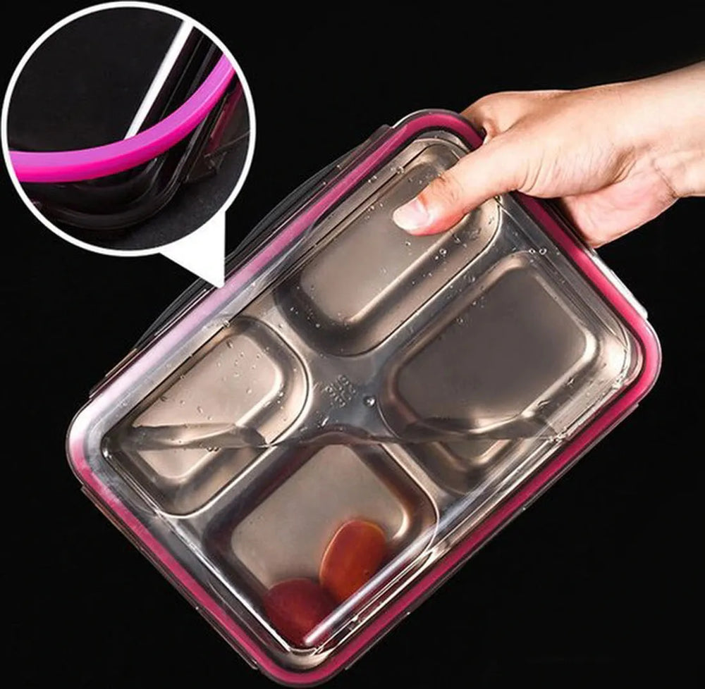 Lunchbox Meal Prep – Bento Box 4 Compartimenten – Met Deksel – Lekvrij – Herbruikbaar – Zwart-Lunchbox-Ilumina Benelux