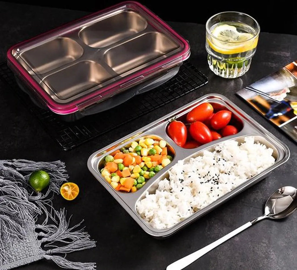Lunchbox meal prep – Bento box met deksel – 3 compartimenten – Herbruikbaar – Transparant-Lunchbox-Ilumina Benelux