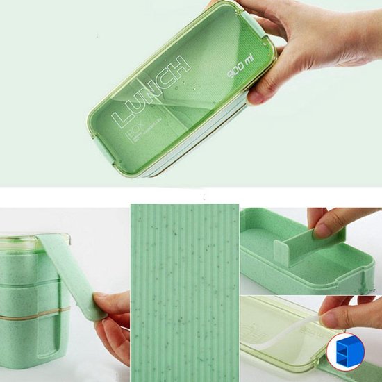 Lunchbox meal prep – Bento box met deksel – Lunchtrommel met bestek – Herbruikbaar – Beige-Lunchbox-Ilumina Benelux