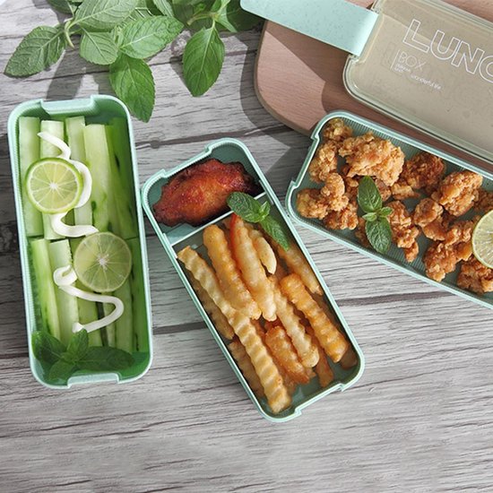 Lunchbox meal prep – Bento box met deksel – Lunchtrommel met bestek – Herbruikbaar – Beige-Lunchbox-Ilumina Benelux
