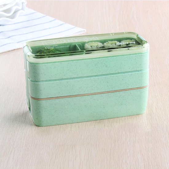 Lunchbox meal prep – Bento box met deksel – Lunchtrommel met bestek – Herbruikbaar – Beige-Lunchbox-Ilumina Benelux