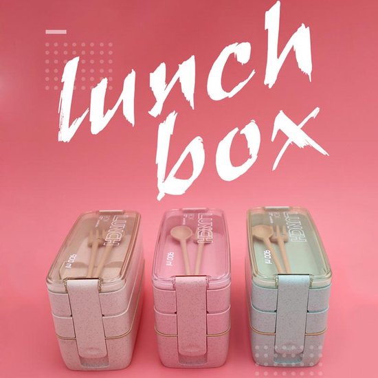 Lunchbox meal prep – Bento box met deksel – Lunchtrommel met bestek – Lekvrij – Roze-Lunchbox-Ilumina Benelux