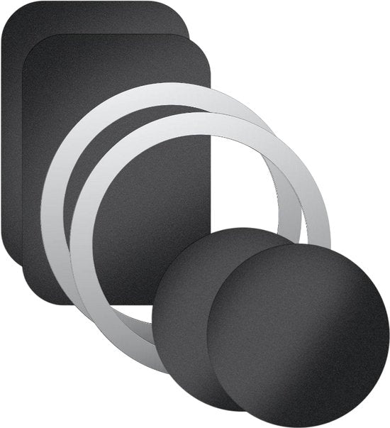 Magneetplaatjes telefoonhouder auto – Metalen platen & MagSafe ring – Magneet sticker – 6 stuks – Zilver-Telefoonhouders-Ilumina Benelux