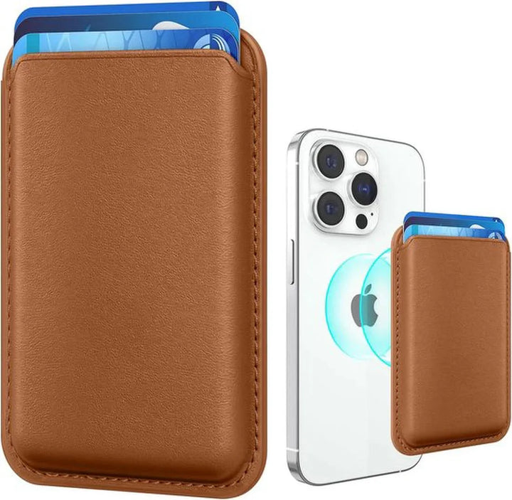 Magnetische Kaarthouder – Geschikt voor iPhone 12/13/14/15/16 Plus/Pro/Pro Max – MagSafe Wallet Case – Pasjeshouder – Bruin-Pasjeshouders-Ilumina Benelux