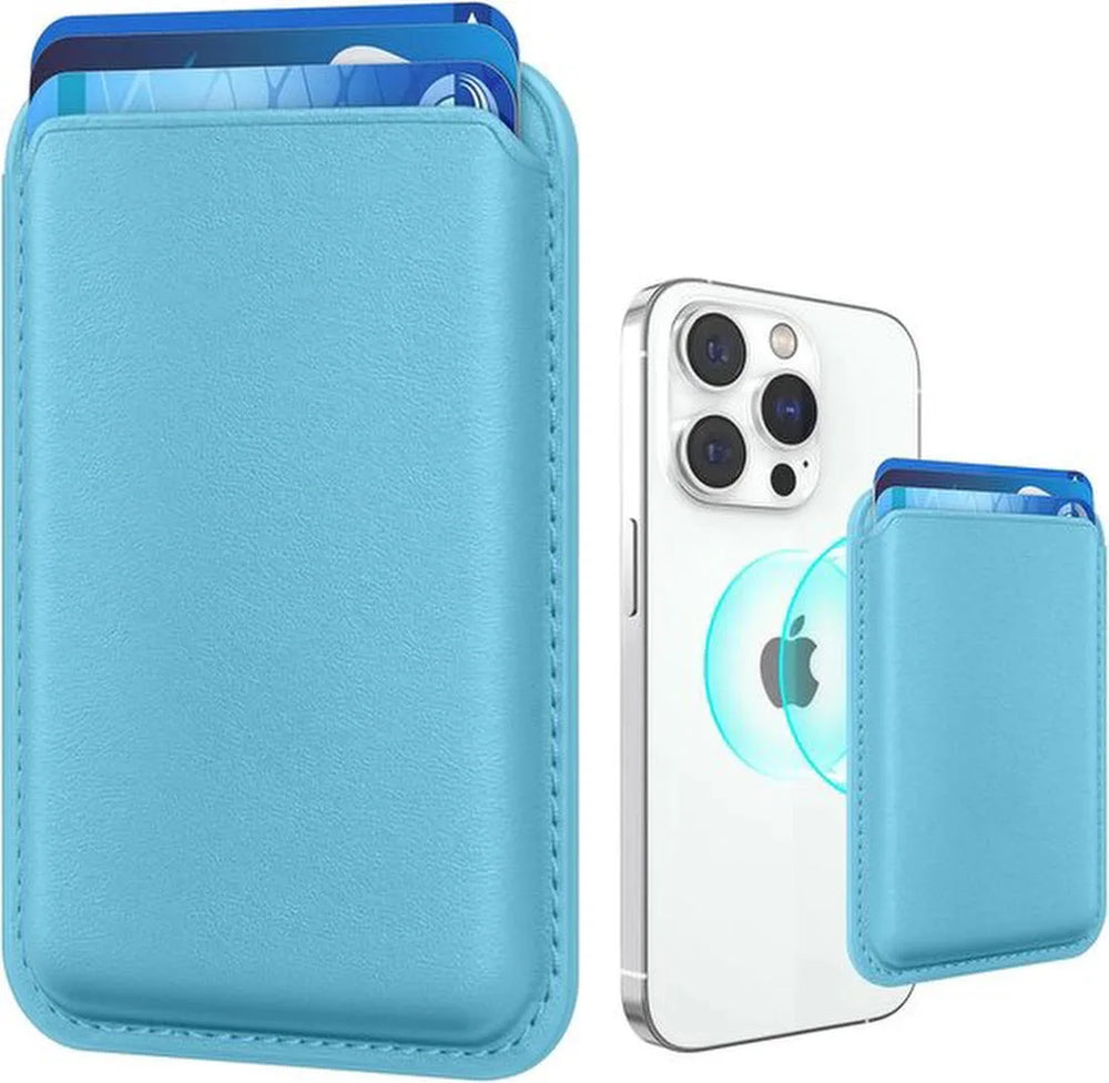 Magnetische Kaarthouder – Geschikt voor iPhone 12/13/14/15/16 Plus/Pro/Pro Max – MagSafe Wallet Case – Pasjeshouder – Lichtblauw-Pasjeshouders-Ilumina Benelux