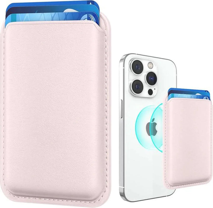 Magnetische Kaarthouder – Geschikt voor iPhone 12/13/14/15/16 Plus/Pro/Pro Max – MagSafe Wallet Case – Pasjeshouder – Lichtroze-Pasjeshouders-Ilumina Benelux