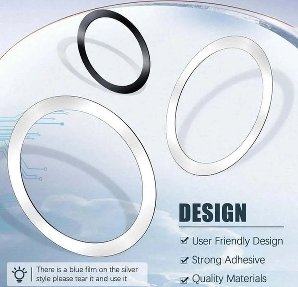 Magnetische MagSafe Ring Sticker Set – Geschikt voor alle telefoons en hoesjes – Voor draadloos opladen – Metalen platen 2 stuks – Zilver-Telefoonhouders-Ilumina Benelux