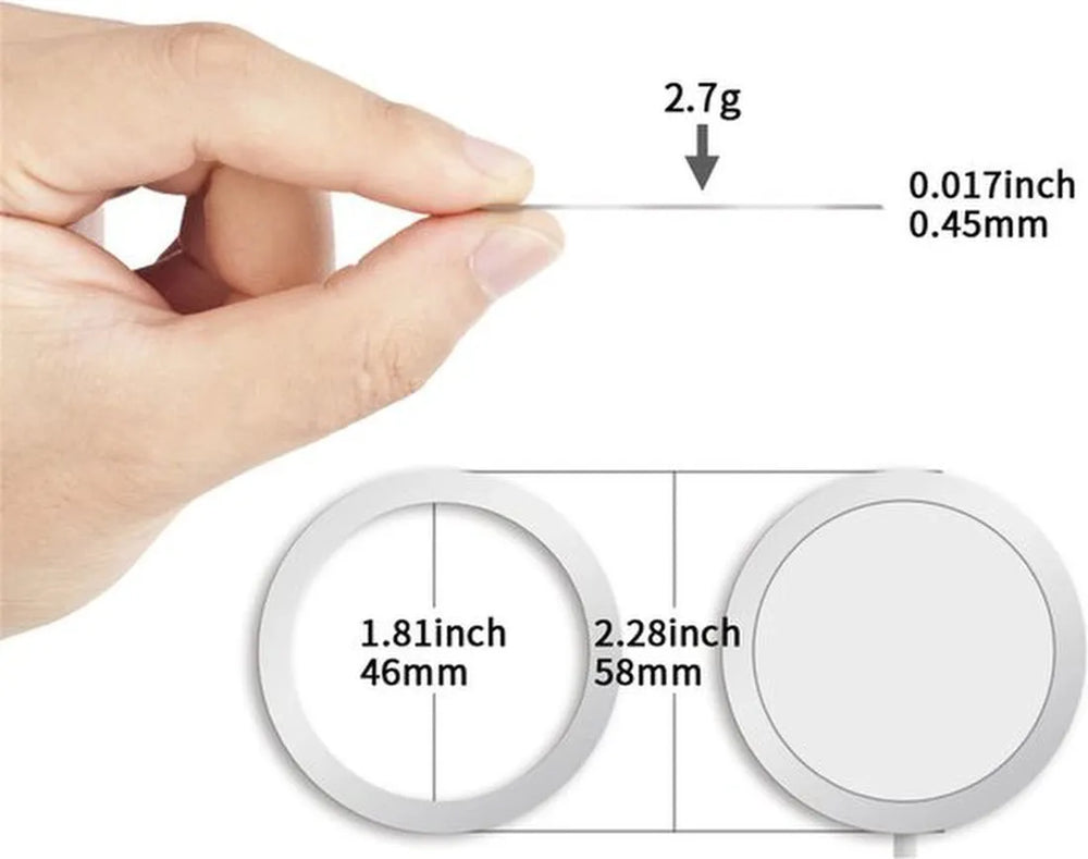 Magnetische MagSafe Ring Sticker Set – Geschikt voor alle telefoons en hoesjes – Voor draadloos opladen – Metalen platen 2 stuks – Zilver-Telefoonhouders-Ilumina Benelux
