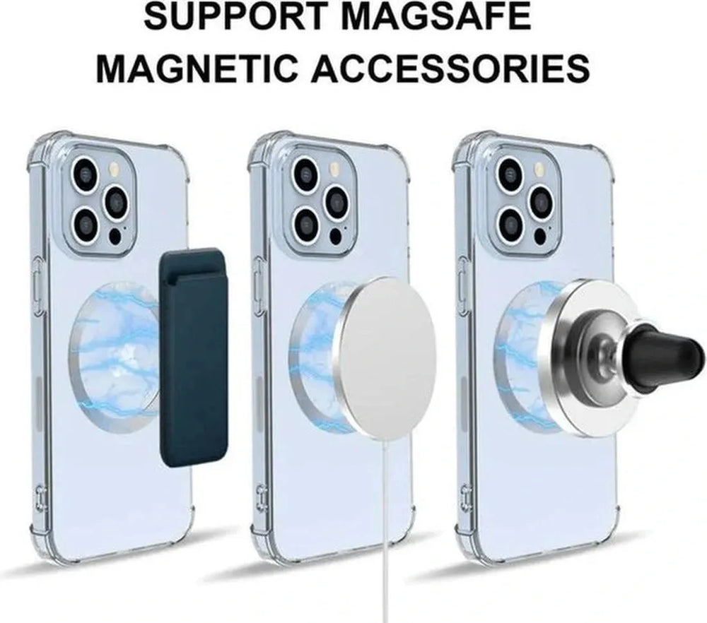 Magnetische MagSafe Ring Sticker Set – Geschikt voor alle telefoons en hoesjes – Voor draadloos opladen – Metalen platen 2 stuks – Zilver-Telefoonhouders-Ilumina Benelux