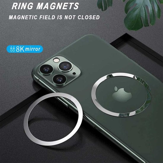Magnetische MagSafe Ring Sticker Set – Geschikt voor alle telefoons en hoesjes – Voor draadloos opladen – Metalen platen 2 stuks – Zilver-Telefoonhouders-Ilumina Benelux