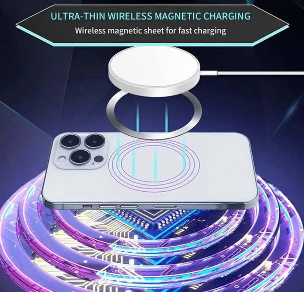 Magnetische MagSafe Ring Sticker Set – Geschikt voor alle telefoons en hoesjes – Voor draadloos opladen – Metalen platen 2 stuks – Zilver-Telefoonhouders-Ilumina Benelux