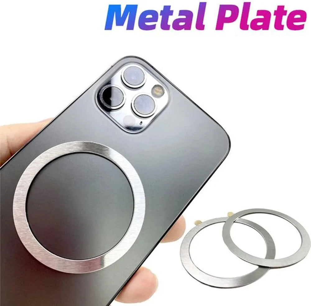 Magnetische MagSafe Ring Sticker Set – Geschikt voor alle telefoons en hoesjes – Voor draadloos opladen – Metalen platen 2 stuks – Zilver-Telefoonhouders-Ilumina Benelux